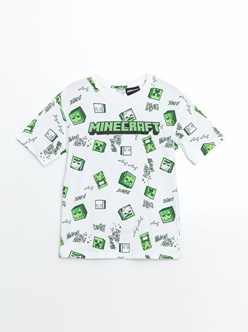 Bisiklet Yaka Minecraft Bask?l? Erkek ?ocuk Ti??rt