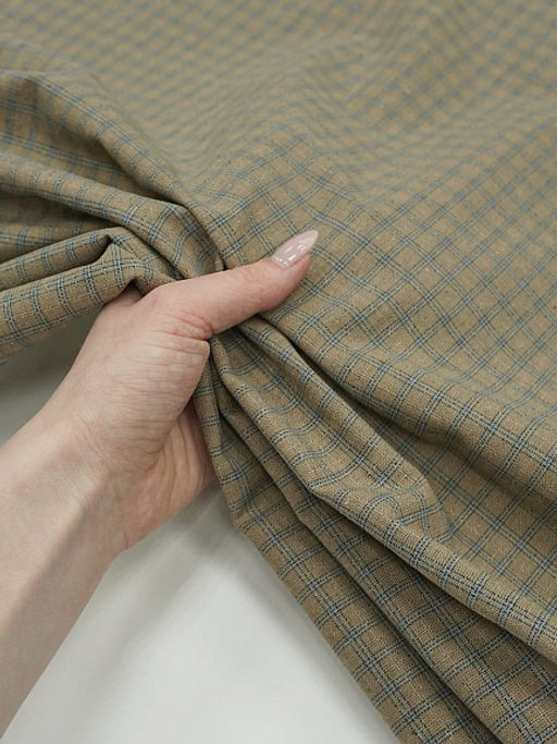 Пестрядь Клетка цв.кофейно-оливковый, ш.1.45м, хлопок-85%, п/э-15%, 150гр/м.кв - Купава фото 6