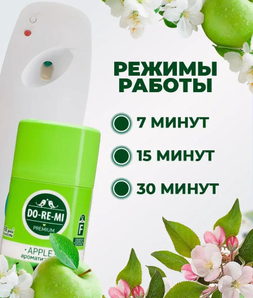 ДО-РЕ-МИ Premium комплект диспенсер+ароматизатор воздуха сух.распыление 250мл Зеленое яблоко
