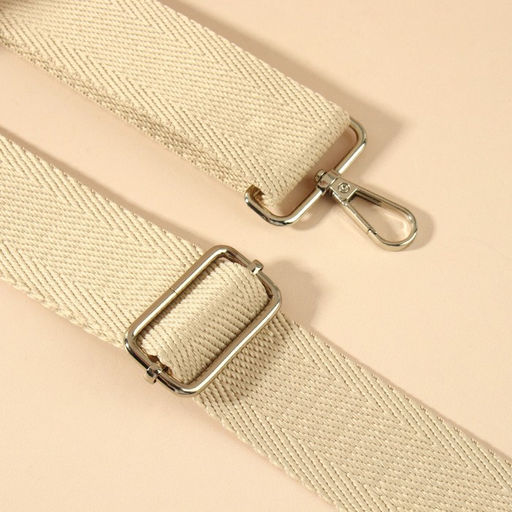 Ручка для сумки, стропа, с карабинами, 139±3×3.8 см, бежевая