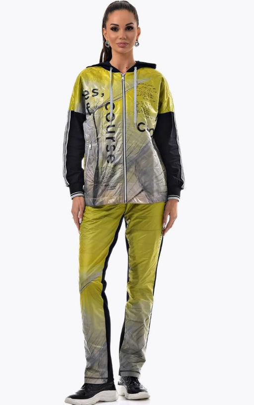 Толстовка из футера комбинированного с принтованной плащевой тканью - А+б коллекция фото 46