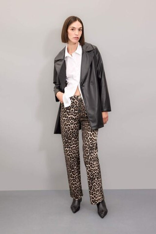 Straight Fit Gabardin K?sl?k Pantolon Yuksek Bel Y?lan Desenli Uzun Boy - Defacto фото 4