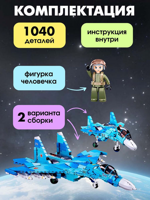 Конструктор Sluban «Модельки. Сверхзвуковой истребитель», 1040 деталей