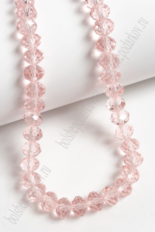 Бусины стеклянные, прозрачные, на леске "Rondelle" 8 мм (SF-660) розовый №95