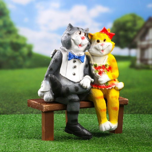 Садовая фигура из полистоуна «Коты на лавке», 40×18×40 см