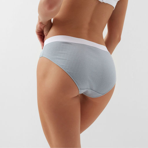 Трусы женские слипы MINAKU рубчик, набор 3 шт., размер 40-42, белые, серые, чёрные