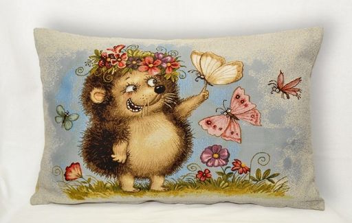 Веселый ёжик Веночек- гобеленовая наволочка 45х45 см - Гобеленглавснаб фото 2