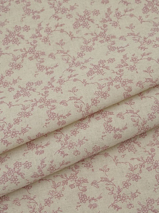 Хлопколен Туаль де Жуи - прованс цветы цв.брусника (на суровом), ш.1.4м, лен-15%, хл-85% - Купава фото 7