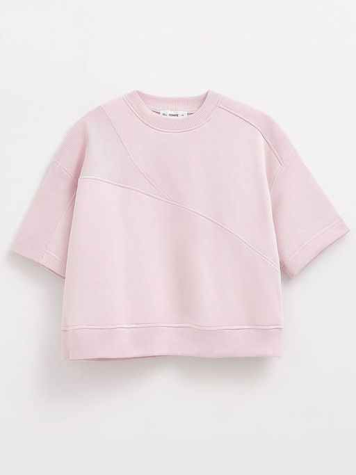 CONTE Комбинированная футболка из футера c вставками в рубчик LD 2573 crystal pink