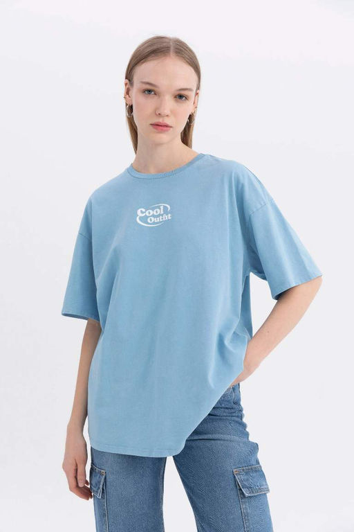 Футболка Cool Oversize с короткими рукавами и принтом на спине - Defacto фото 4