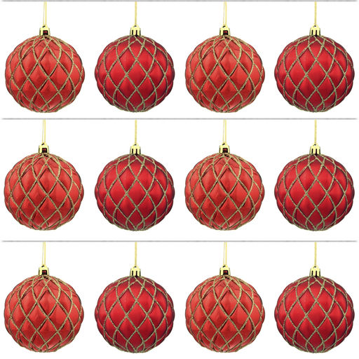 Набор из 12шт Украшение новогоднее Шар "Золотая сетка", D10 см, L43 W33 H10 см
