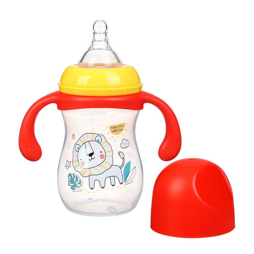 Бутылочка для кормления Крошка Я Baby time collection, широкое горло, от 6 мес., 240 мл, красная