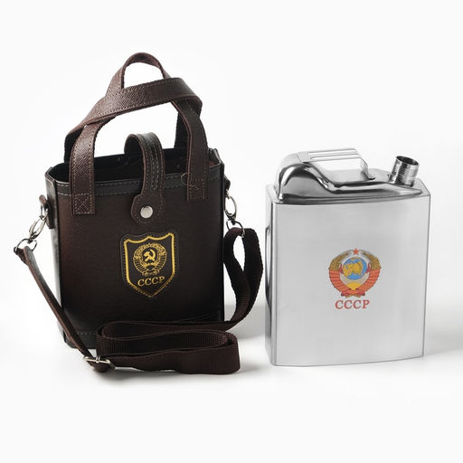 Фляжка СССР, нержавеющая сталь, чехол, 1600 мл