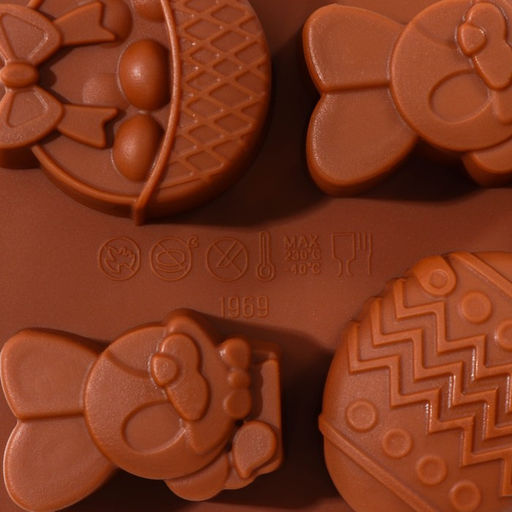 Форма для шоколада Доляна Зайки, силикон, 20.7?10.6?3 см, 8 ячеек, коричневая  фото 4