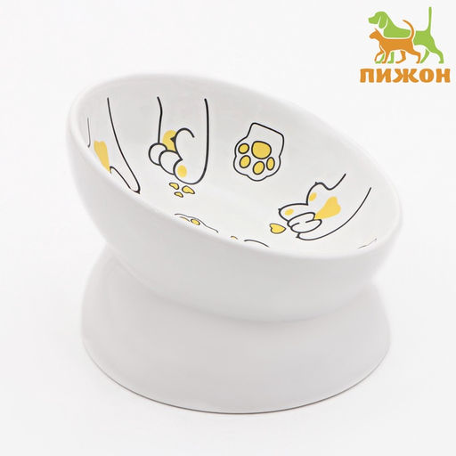 Миска керамическая «Лапа Кота» 150 мл 13×9 cм, белая