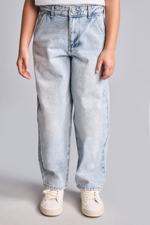 %100 Pamuk Baggy Fit Jean Pantolon K_z _ocuk - Defacto фото 3