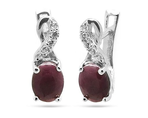 Серьги из серебра рубин корунд, Тина