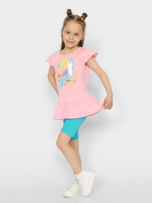 CRB wear/CSKG 90183-27-372 Комплект для девочки (футболка, бриджи),розовый/Ex.Cherubino  фото 2