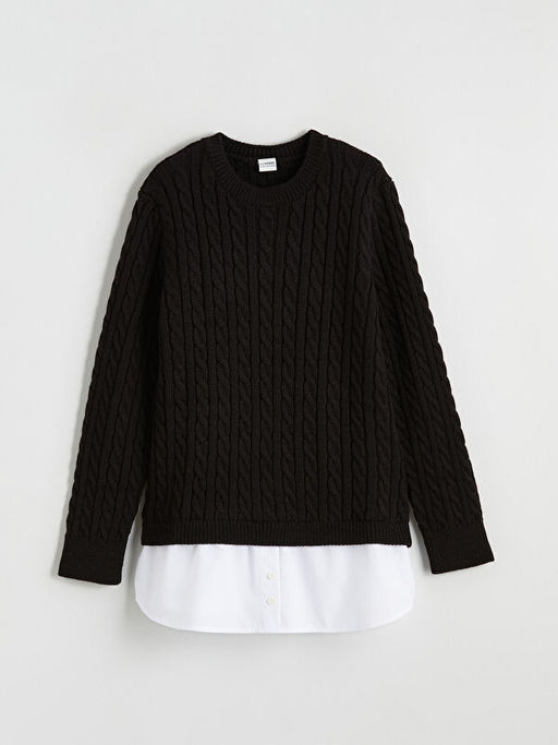 Bisiklet Yaka K?z ?ocuk Triko Kazak