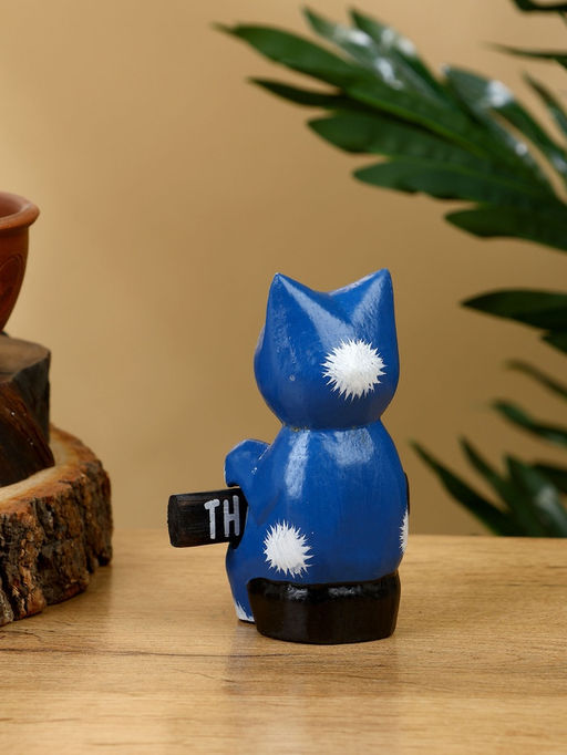 Сувенир «Кот с табличкой WELCOME», 8×4×10 см, дерево, синий