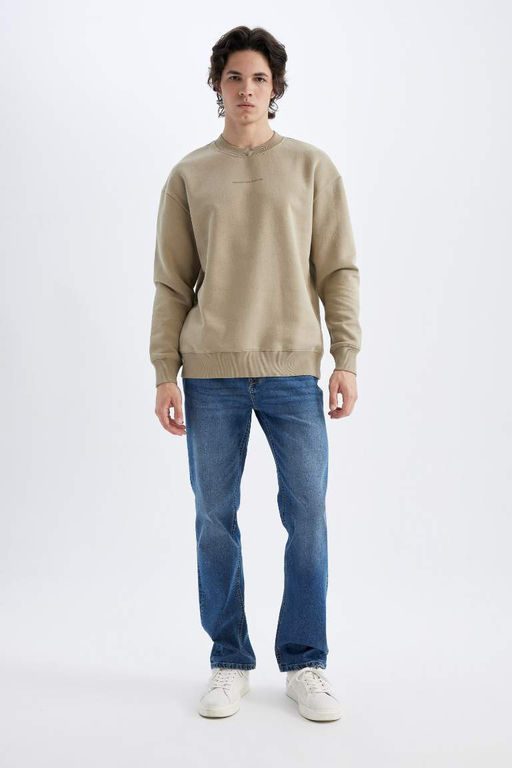 Толстовка свободного кроя с круглым вырезом и принтом - Defacto фото 2