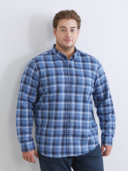 Regular Fit Uzun Kollu Ekose Gabardin Erkek G?mlek