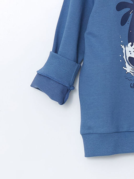 Bisiklet Yaka Bask?l? Erkek ?ocuk Sweatshirt - Waikiki фото 2