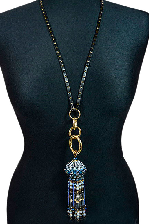 Подвеска из циркона на кожаном шнурке, 76см