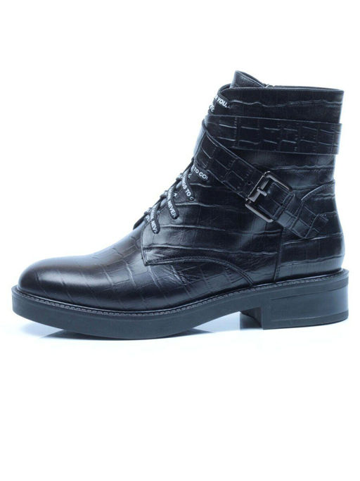 01-CH8361-21B100M BLACK Ботинки демисезонные женские (натуральная кожа, байка)