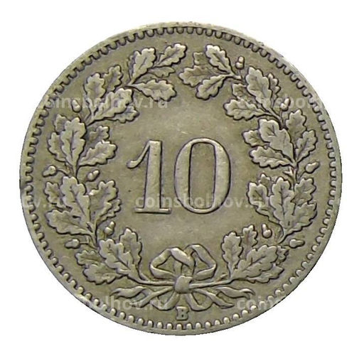 Монета 10 раппенов 1919 года Швейцария
