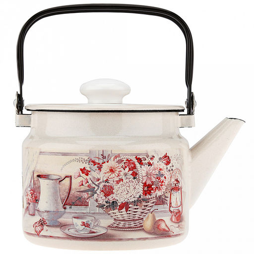 "Летний этюд" Чайник эмалированный 2л, металлическая крышка (Россия)