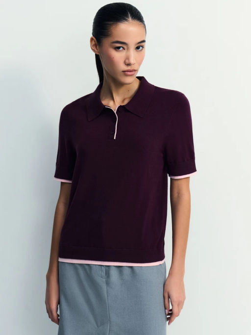 Джемпер поло из вискозы с короткими рукавами / Zarina фото 3