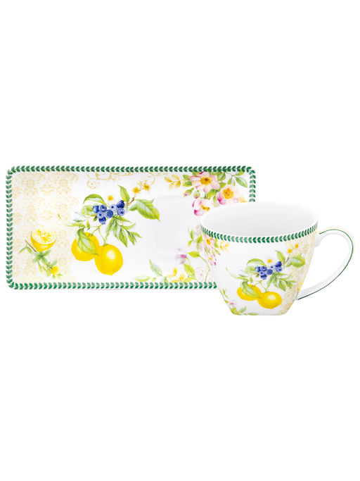 Чашка 250 мл с блюдцем для десерта 20*10*2 см Лимоны, NEW BONE CHINA - Elan gallery фото 30