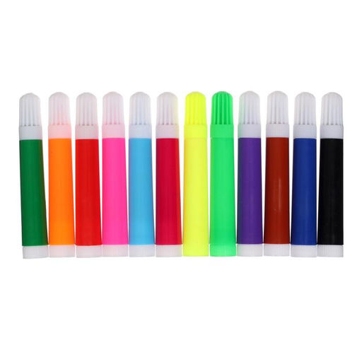 Фломастеры 12 цветов Jambo, толстые, вентилируемый колпачок