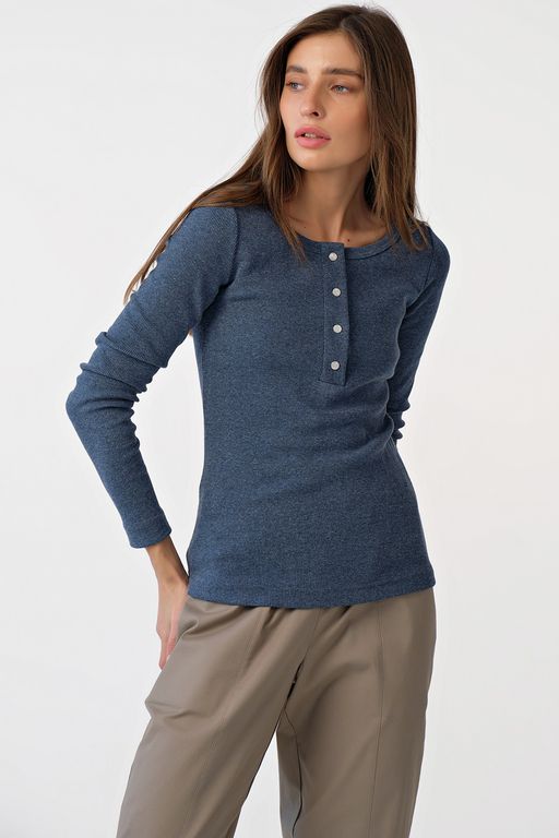 Лонгслив трикотажный с пуговицами из хлопка бордовый - Fly фото 11