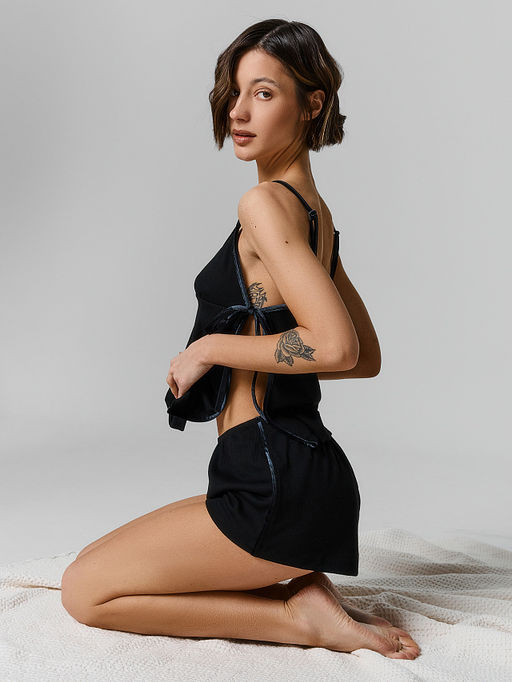 Комплект домашний женский с велюровыми завязками по бокам - Mark formelle фото 4