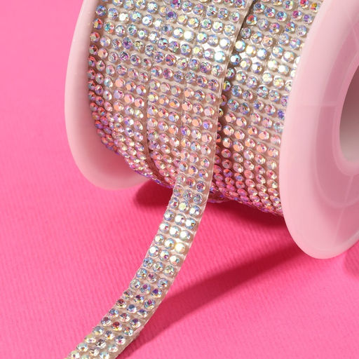 Стразы самоклеящиеся, с голографией, d=2×7 мм, 4.5±0.5 м, цвет серебряный