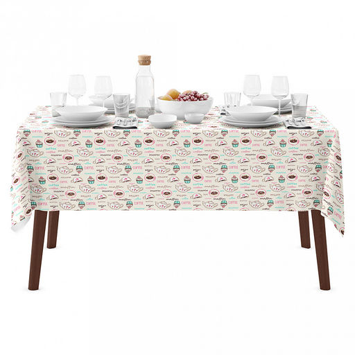 Скатерть 150х145см "На десерт, вид 1/1", длина стола до 110см, на 4 персоны, рогожка (хлопок 100%) 171г/м2, упаковка классическая, пакет ПВХ 28х41см, "Домашняя мода" (Россия)