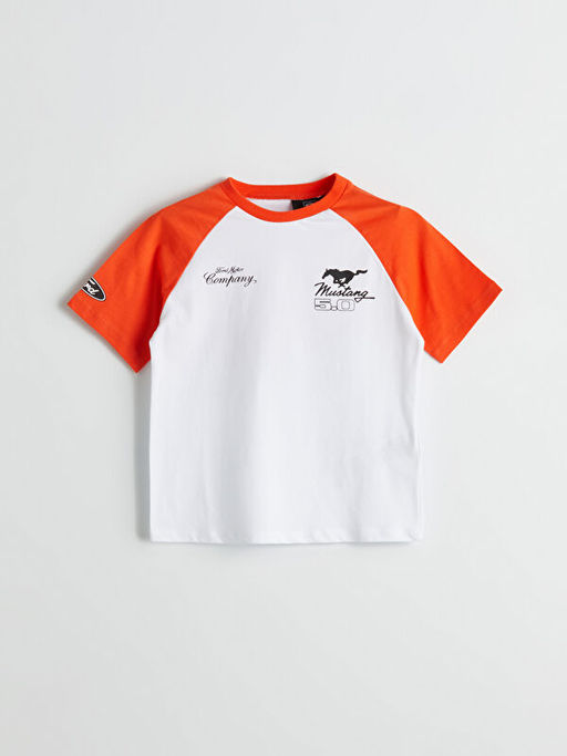 Bisiklet Yaka Bask?l? Erkek ?ocuk Ti??rt