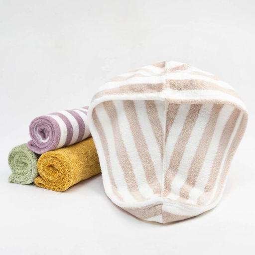 Чалма для сушки волос Этель Полоски, цв.бежевый, 65*25 см, 100% п/э  фото 6