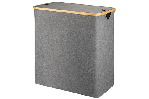 Корзина для белья 54*33*59 см 105 л с 2 отделениями и с 2 крышками, серая - Elan gallery фото 3