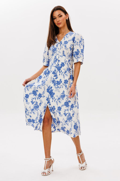 Платье Lars Style 1088 молочно-голубой принт