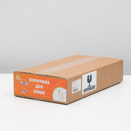 Подставка с мисками, 2 х 1 л, высота 40 см, разборная с верхним фиксатором, хром - Пижон фото 6