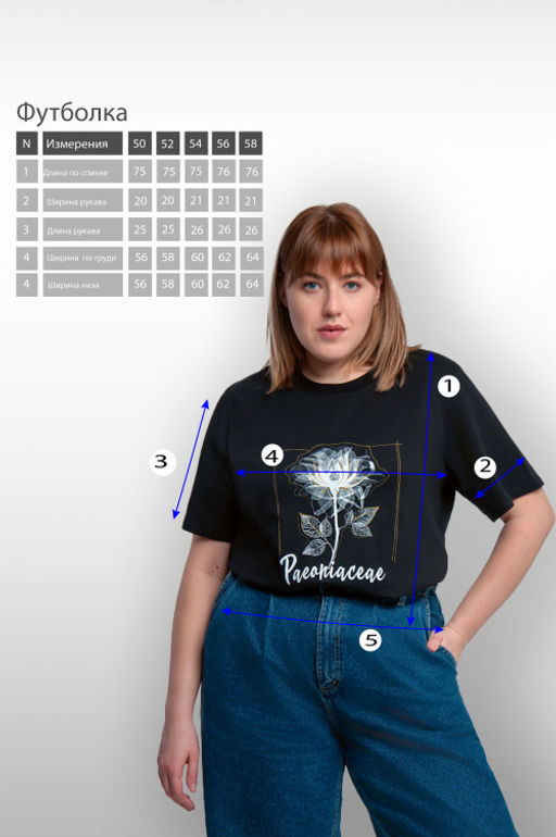 Арт. 31103 Футболка женская 50-58 (5 шт) Цвет:черный - Калинка фото 3