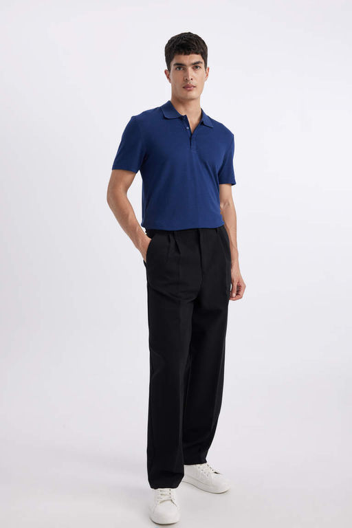 Базовая хлопковая футболка с короткими рукавами и воротником-поло Slim Fit - Defacto фото 2