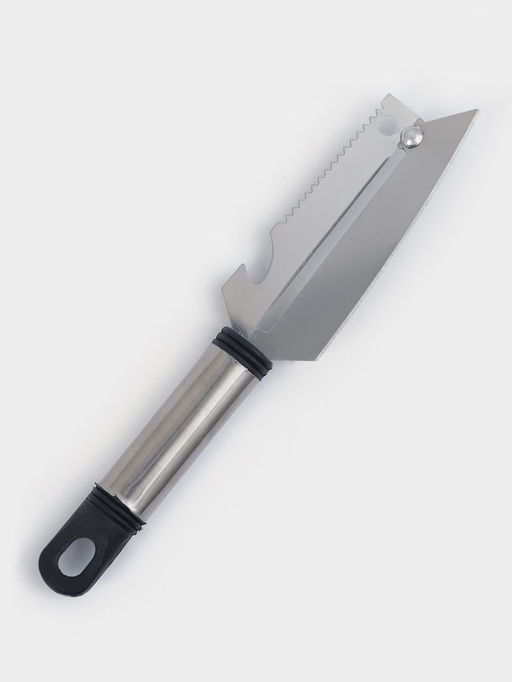 Цена за 2 шт. Шинковка, нож для нарезки, открывалка Доляна Помощник, 3 в 1, 19.5 см (лезвие 9.8 см), цвет серебряный, чёрный фото 3