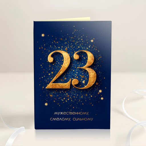 Открытка 4 шоколадки "23 (золотые цифры на синем)"