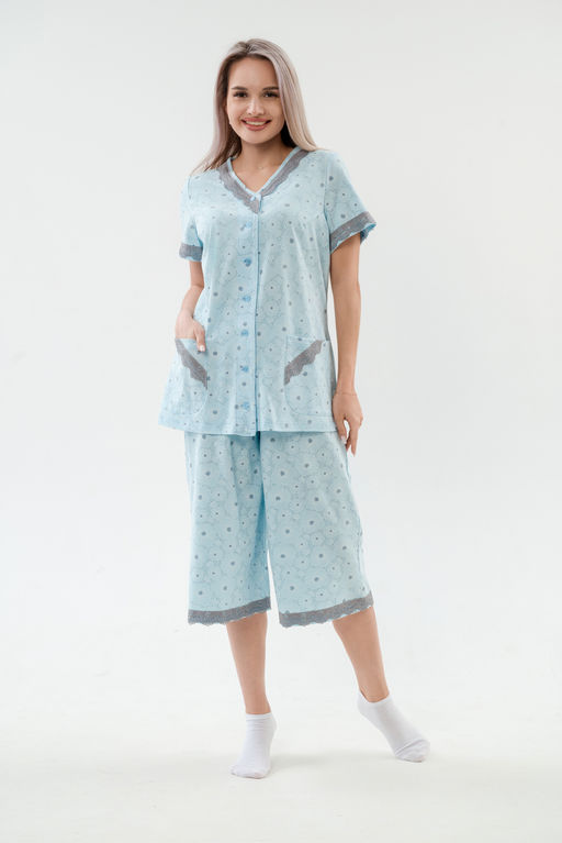 Пижама женская из кулирки Ворожея голубой - Амадэль фото 11
