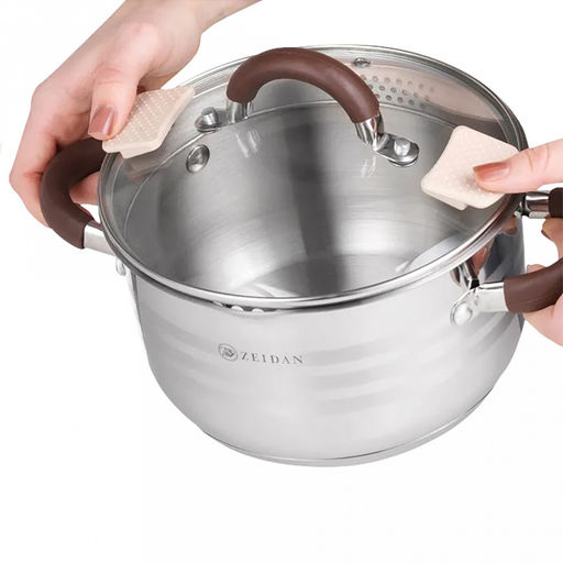 "Zeidan" Кастрюля из нержавеющей стали 2,9л, д18см, h15см, крышка стеклянная со сливом, 3-х слойное капсулированное дно, внутри матовая полировка, снаружи комбинированная полировка, подарочная упаковка (Китай)