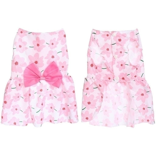 Цена за 2 шт. Платье для кошек и собак мелких пород "Бонита на прогулке", ромашки розовые, размер L, длина спинки 30-32см